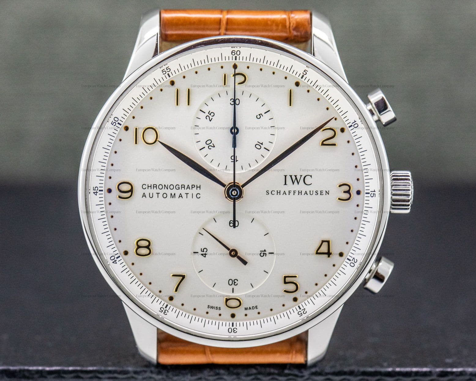 IWC Portuguese Chronograph Silver Dial Gold Numerals SS