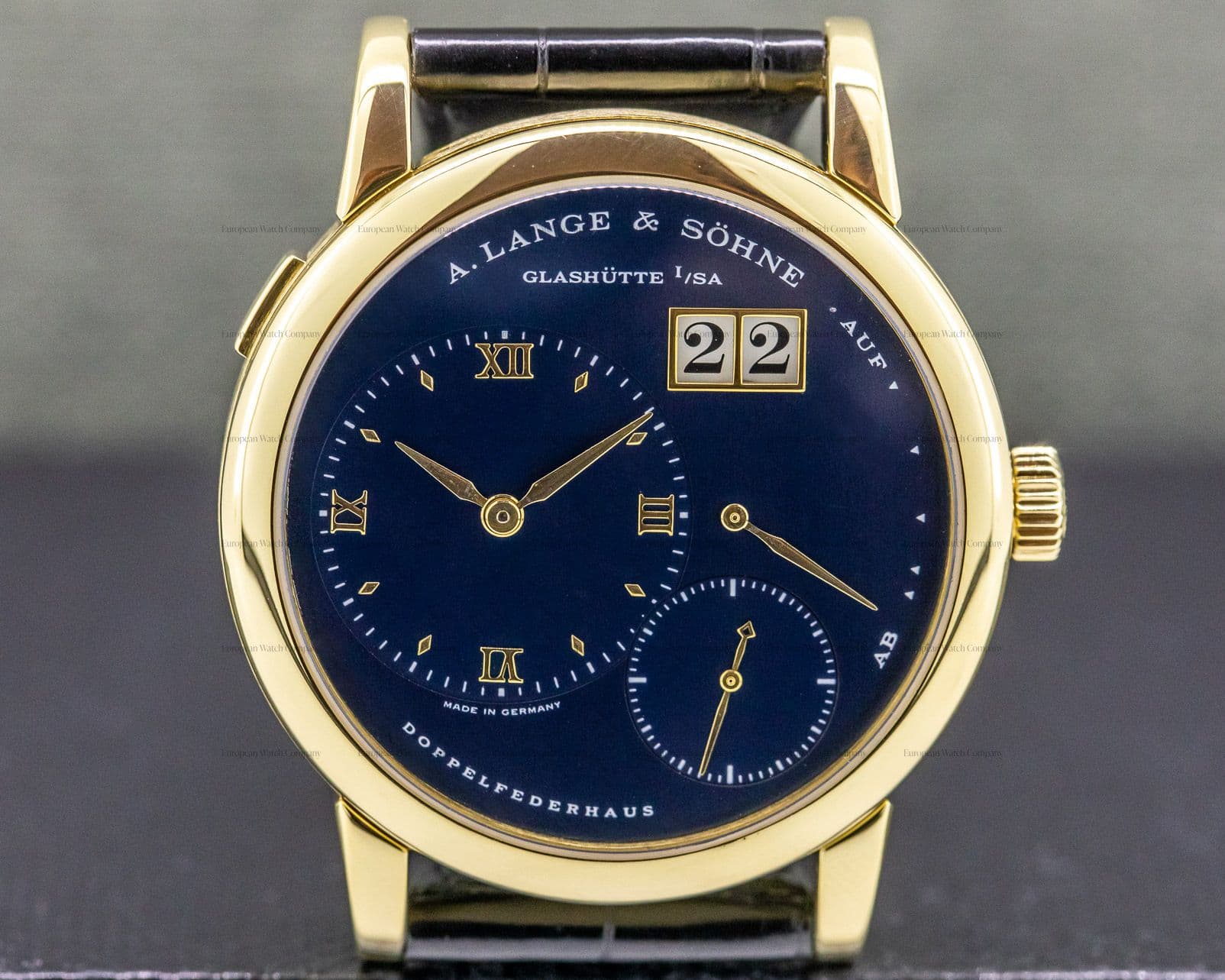 A. Lange and Sohne Lange 1 Yellow Gold Blue Dial 