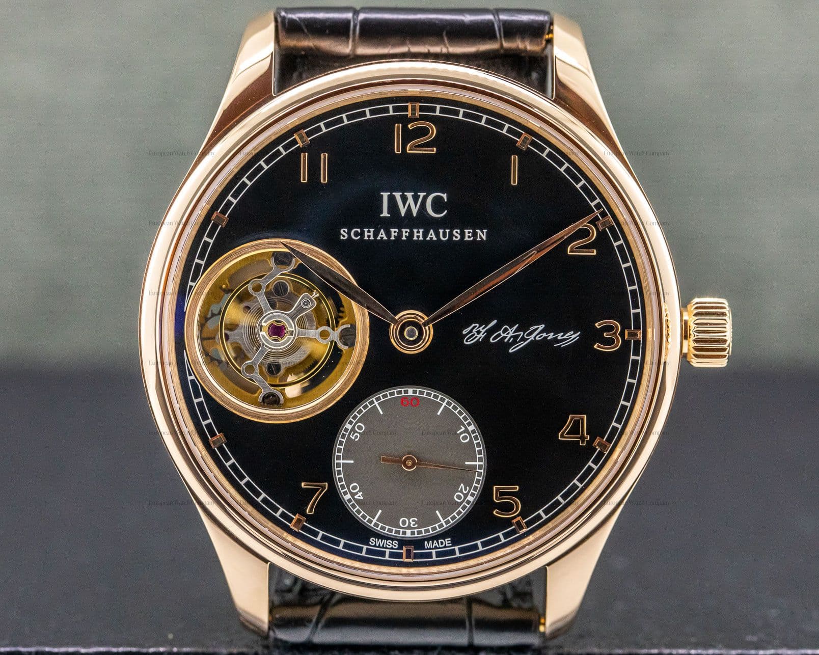 IWC Portuguese Tourbillon Hand Wound 18K Rose Gold BLACK Dial LIMITED