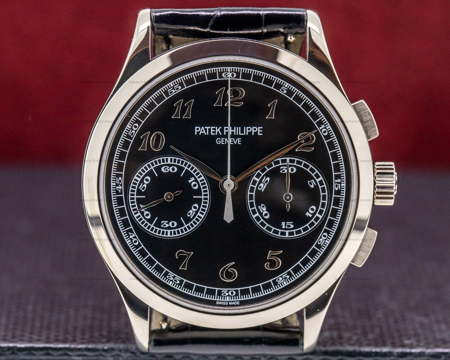 Patek Philippe Chronograph 18K White Gold Black Dial 