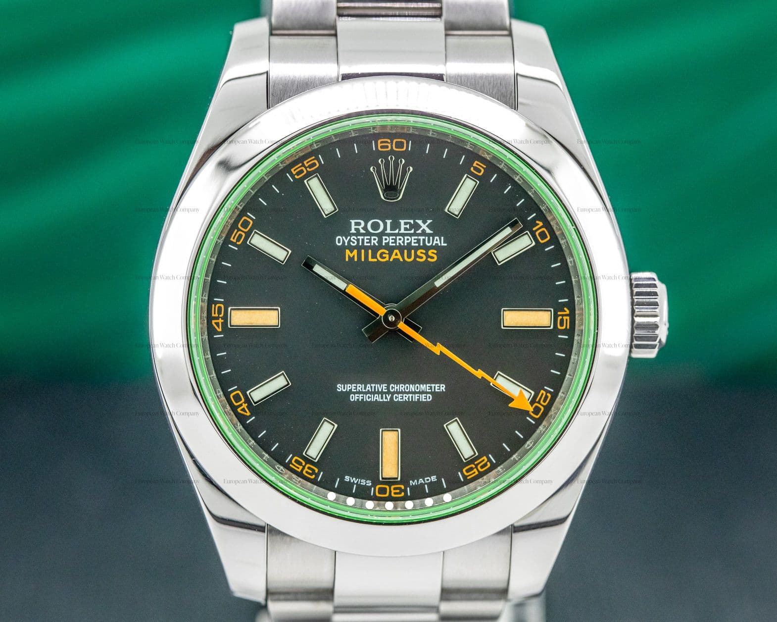 Rolex Milgauss SS Black Dial Green Crystal
