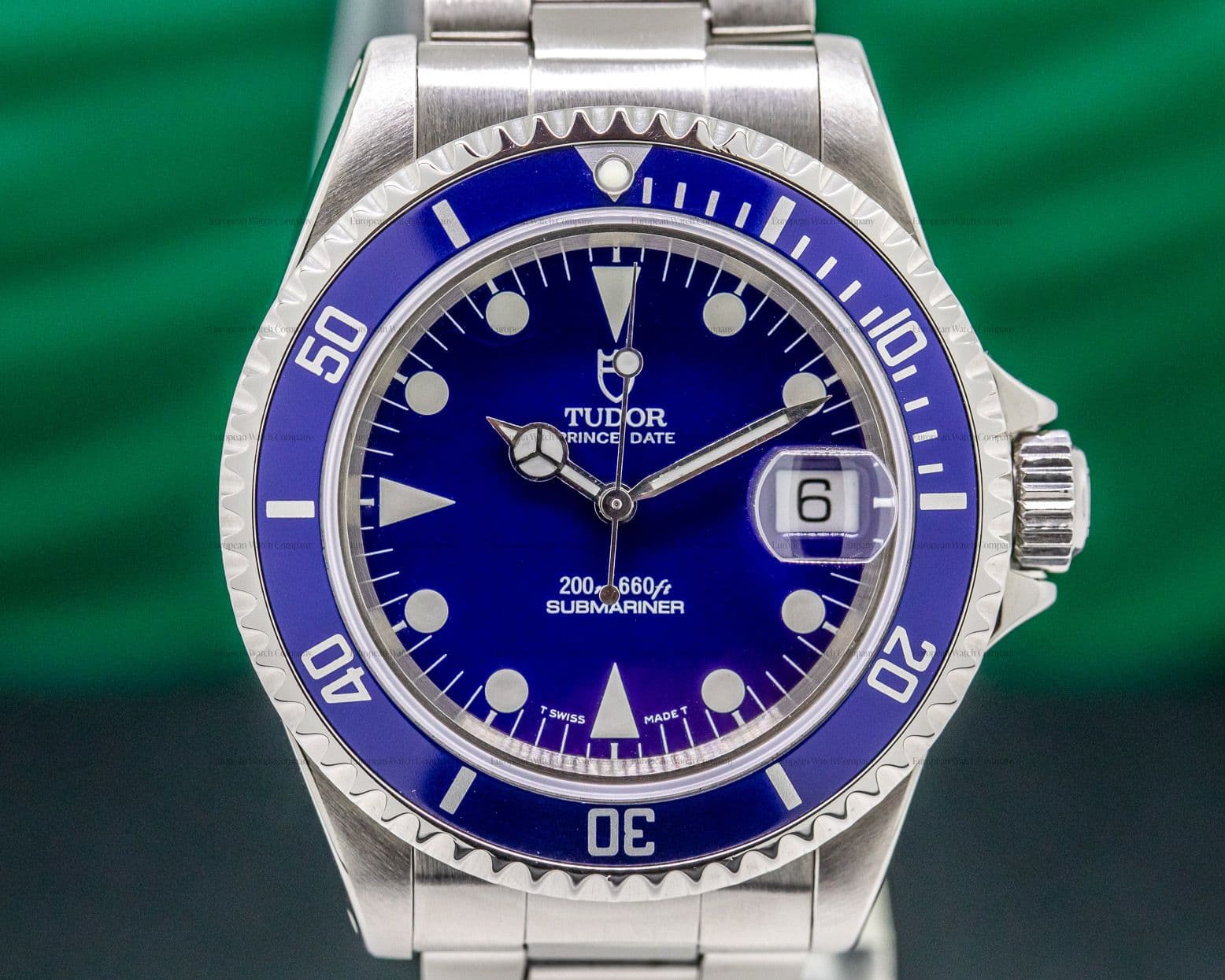 Tudor Submariner Black Matte Blue SS Bracelet / 1997