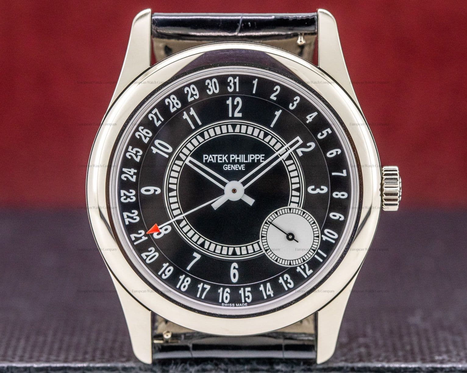 Patek Philippe Calatrava Black Dial 18K White Gold / Deployant