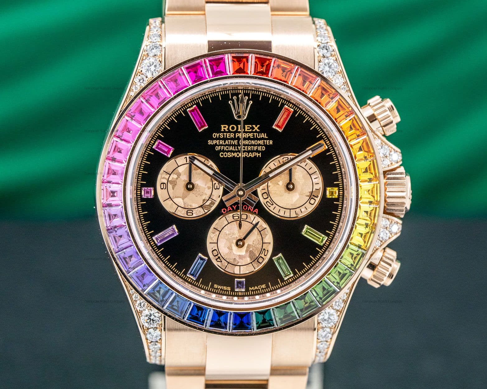 Rolex Daytona RAINBOW / Rose Gold Black Dial 116598RBOW UNWORN 