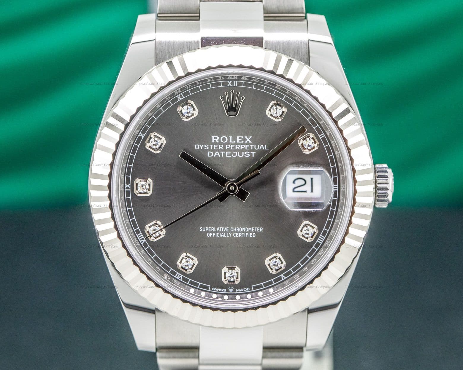 Rolex Datejust 41 Dark Rhodium Dial DIAMONDS UNWORN