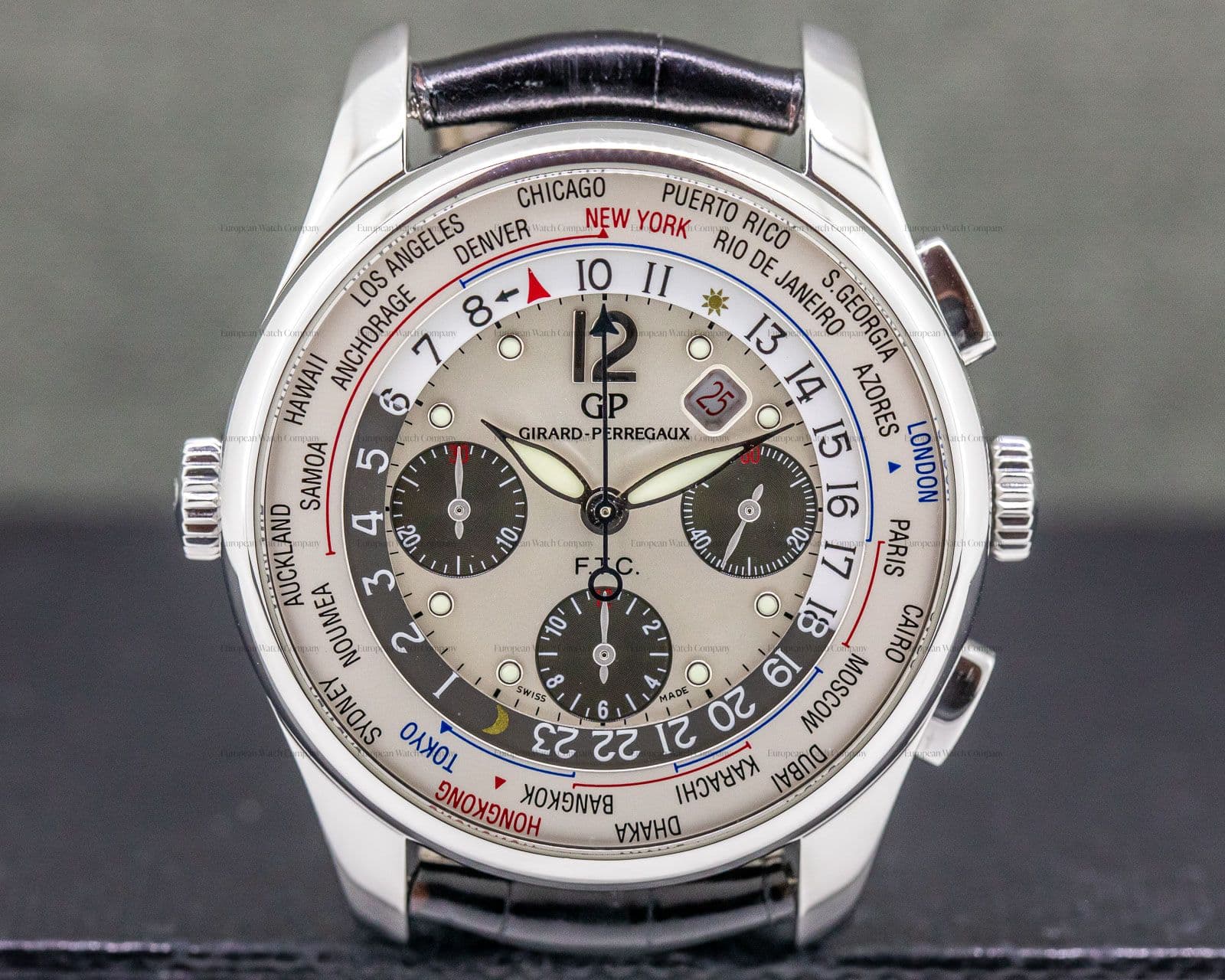 Girard Perregaux World Time WW.TC Chronograph SS / Silver Dial 