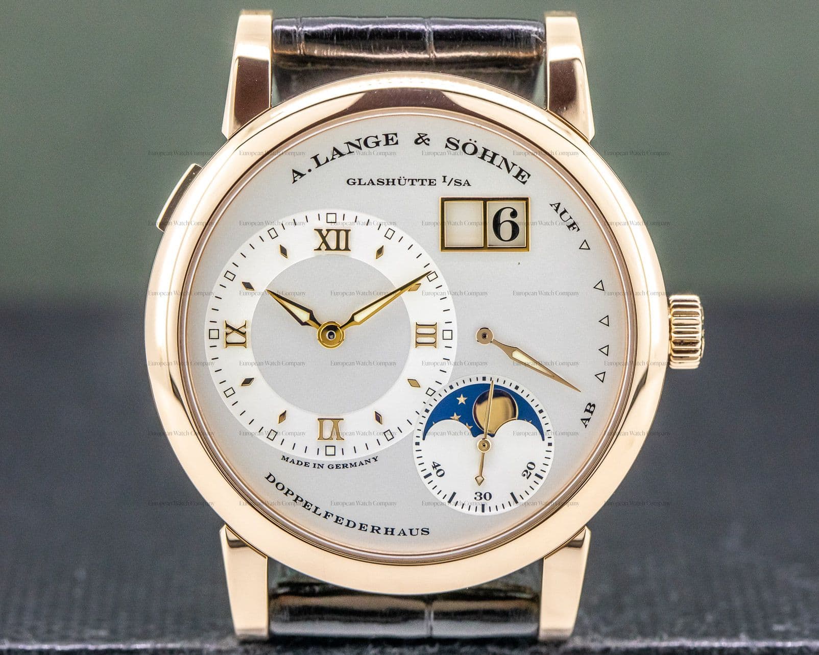 A. Lange and Sohne Lange 1 Moon 18K Rose Gold / Tang Buckle