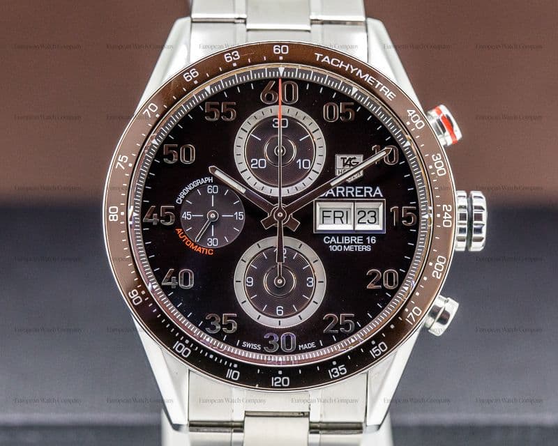 TAG Heuer Carrera Day Date Chronograph SS Brown Dial / SS
