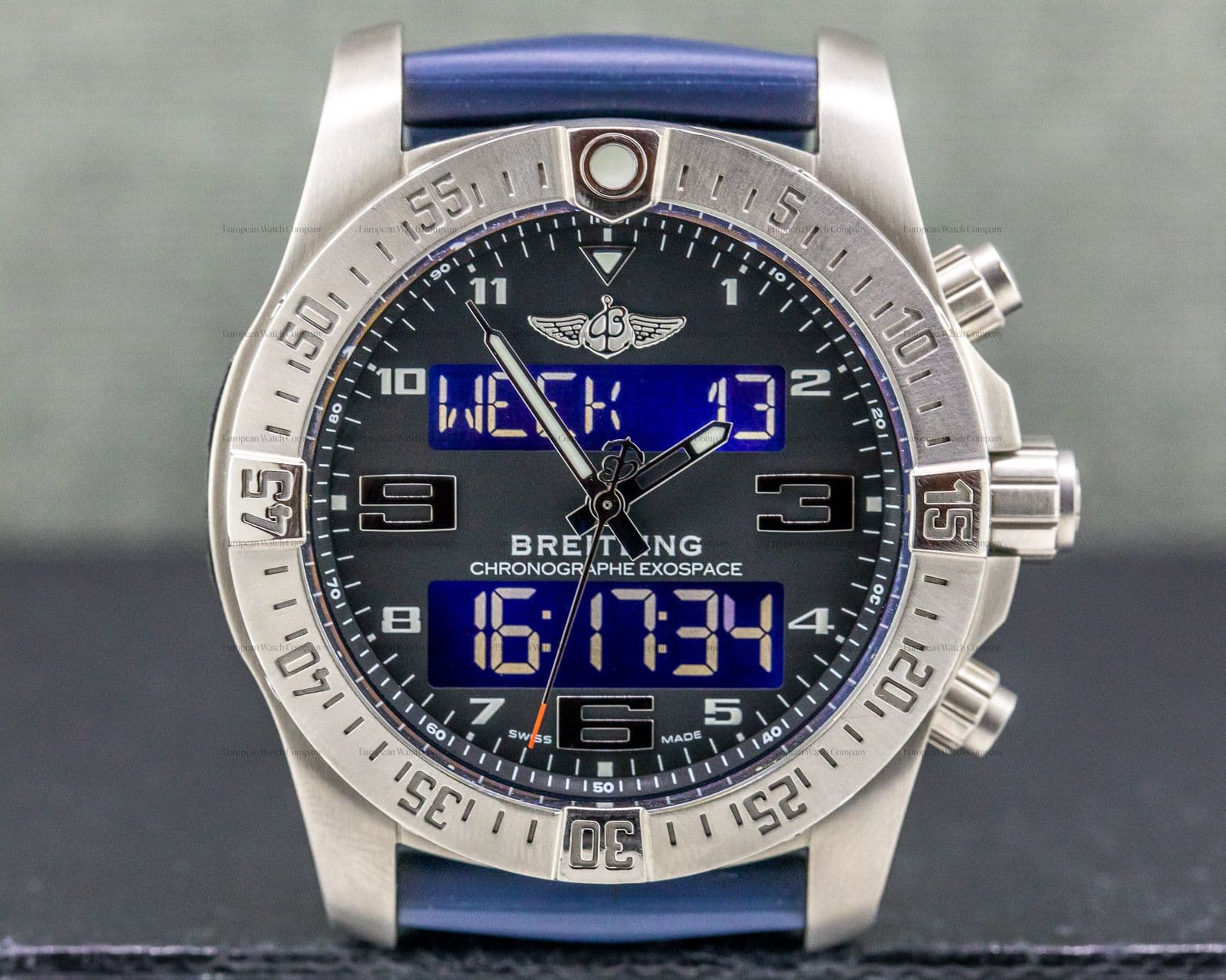 Breitling Exospace B55 Connected Titanium / Grey Dial Blue Rubber Strap