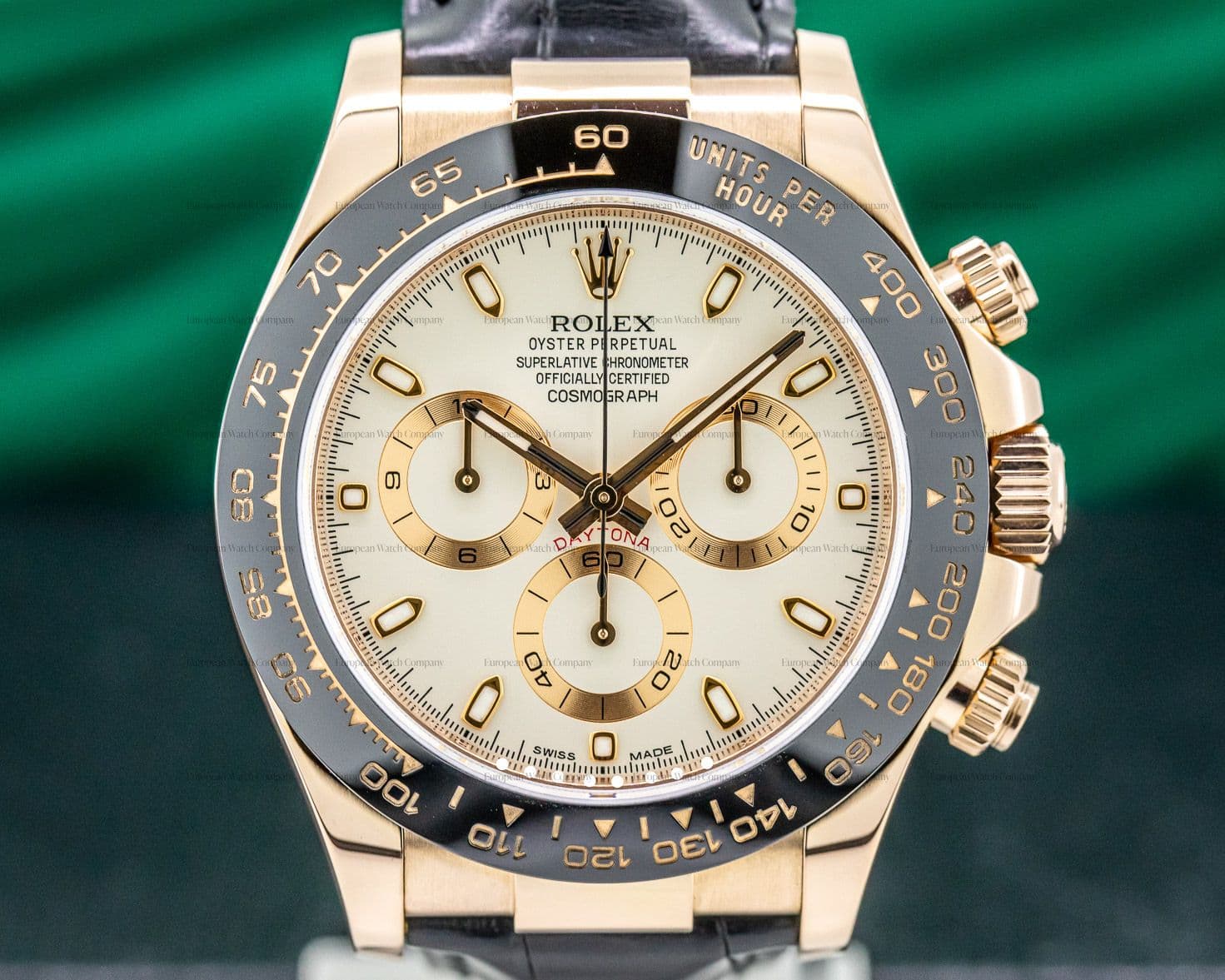 Rolex Cosmograph Daytona 18K Rose Gold Ivory Dial / Alligator 