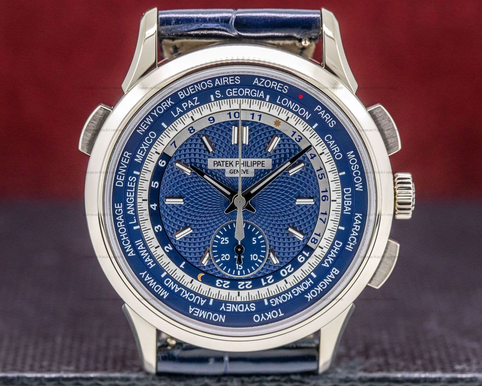 Patek Philippe World Time Chronograph 18k White Gold 