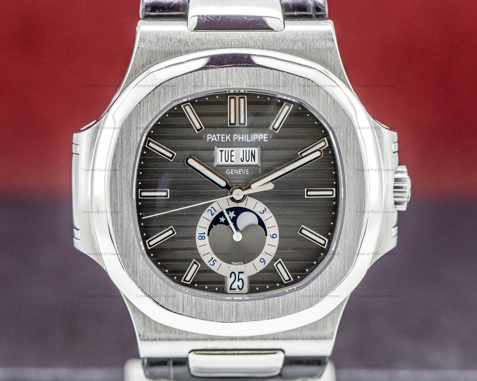 Patek Philippe Nautilus Annual Calendar Moon SS Grey Dial 