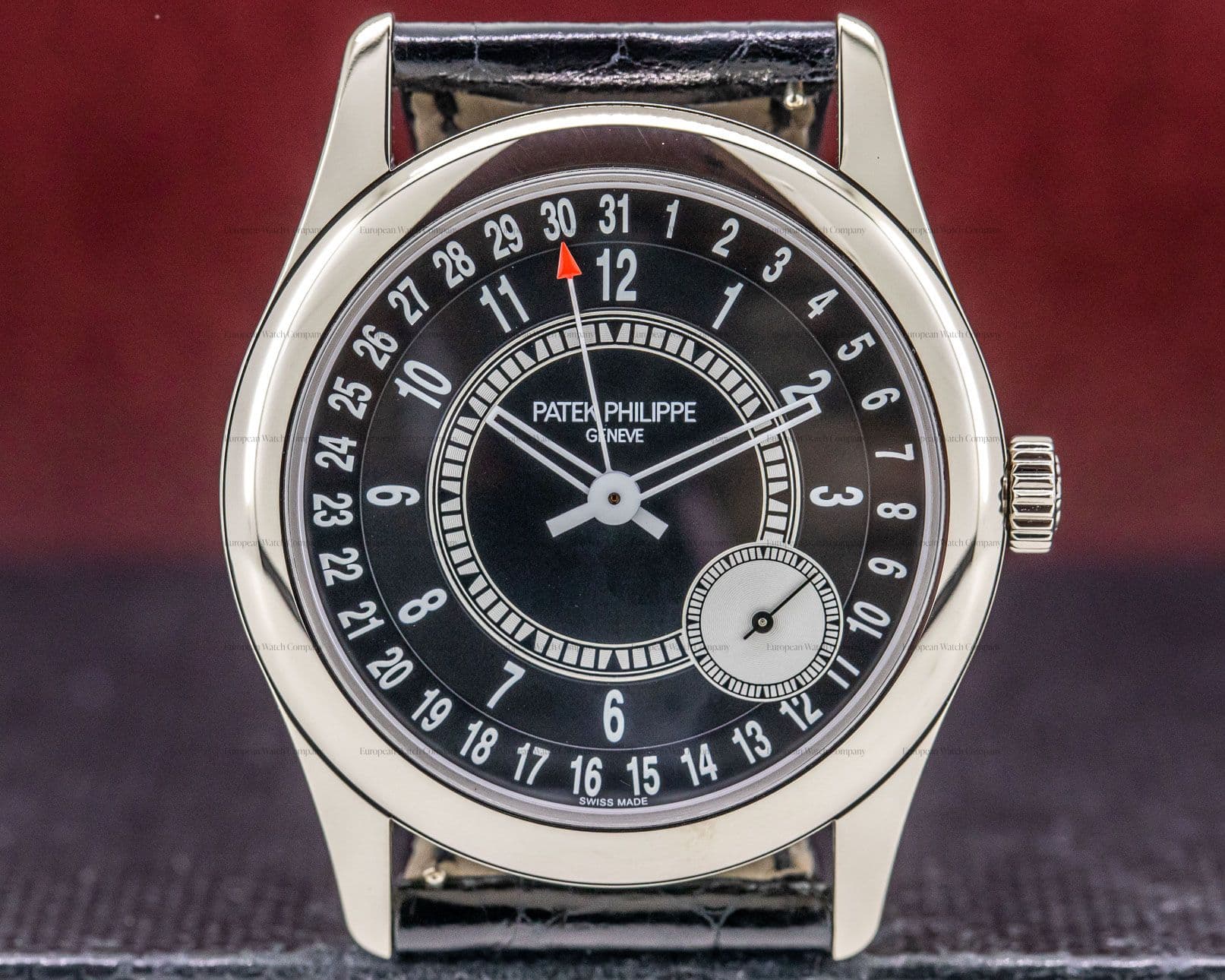 Patek Philippe Calatrava Black Dial 18K White Gold / Deployant