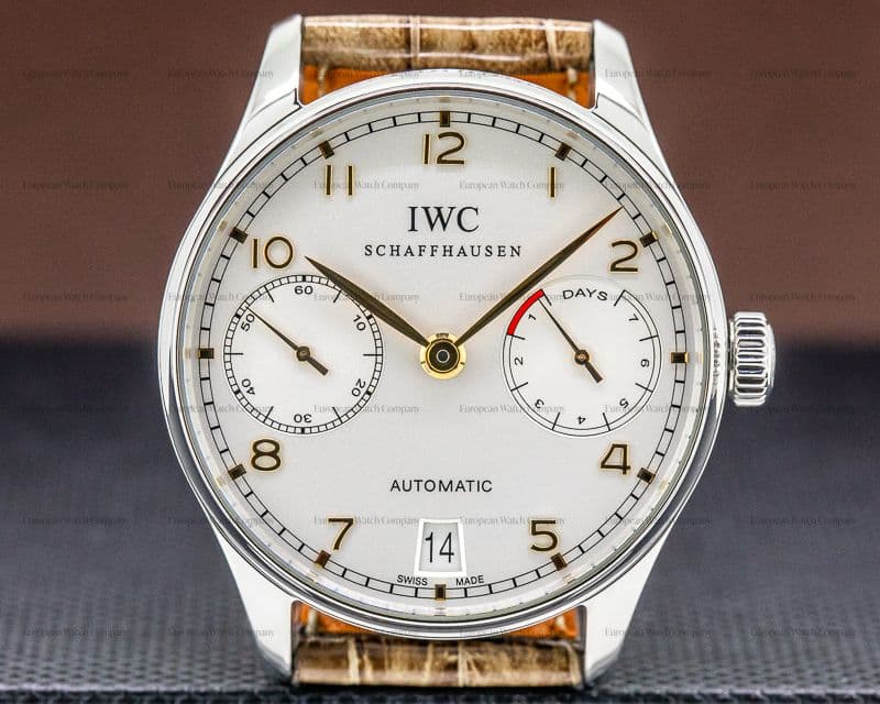 IWC Portuguese 7 Day Automatic SS Silver Dial Rose Numerals