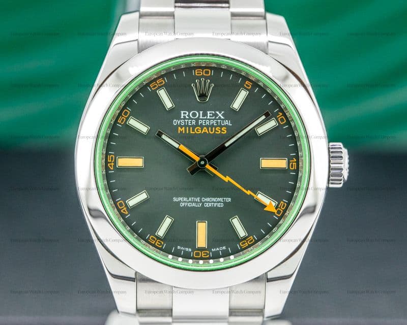 Rolex Milgauss SS Black Dial Green Crystal
