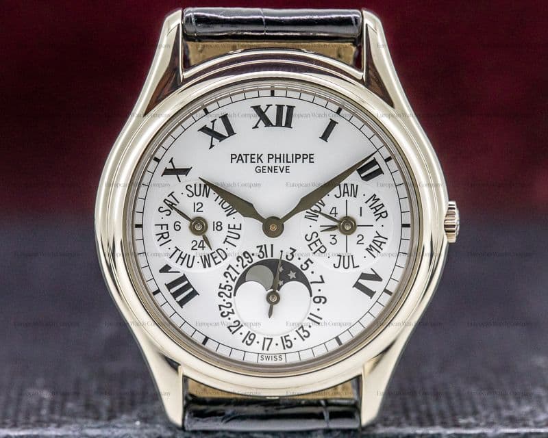 Patek Philippe Perpetual Calendar White Dial Roman 18K White Gold RARE