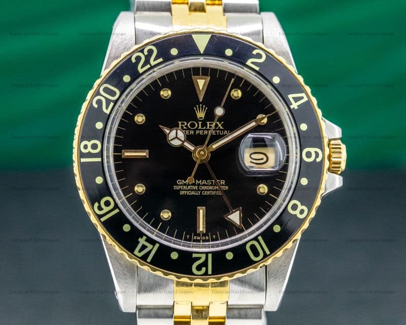 Rolex GMT Master Black Nipple Dial 18K / SS Jubilee 