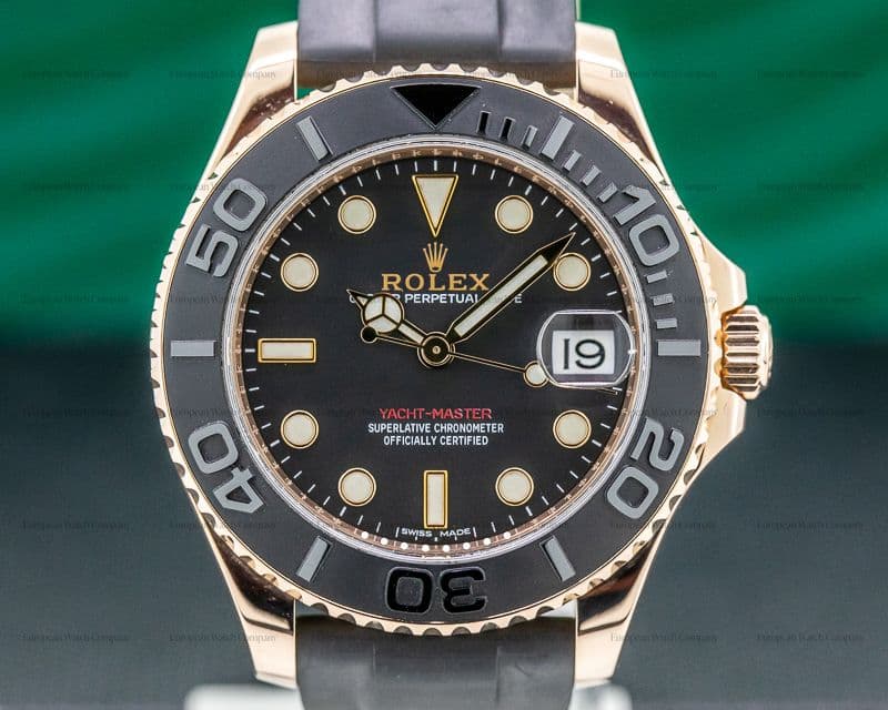Rolex Yacht Master 18K Rose Gold / Rubber MIDSIZE 37MM