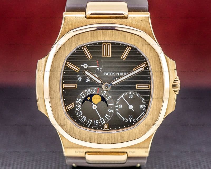 Patek Philippe Jumbo Nautilus Power Reserve Moon 18K Rose Gold FULL SET