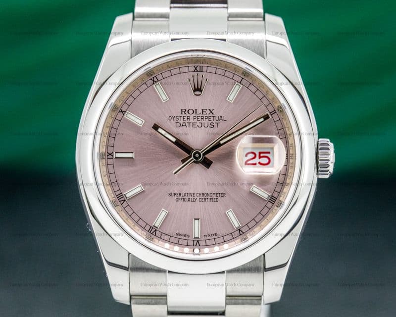 Rolex Datejust Pink Stick Dial SS Oyster Bracelet