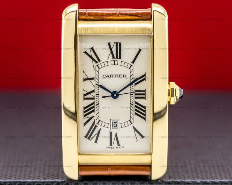 Cartier Tank Americaine Large Mens 18K Yellow Gold