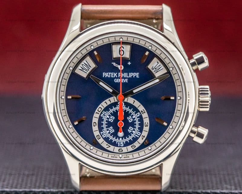 Patek Philippe Annual Calendar Chronograph White Gold Blue Dial 

