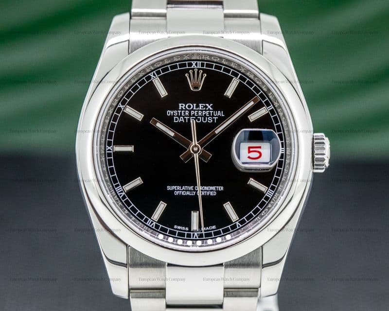 Rolex Datejust Black Stick Dial SS / SS