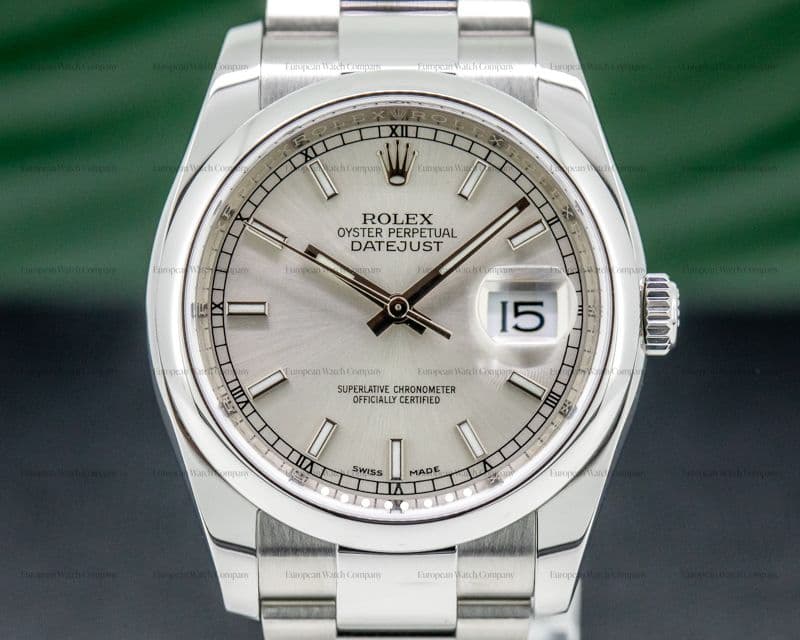 Rolex Datejust Silver Stick Dial Oyster SS 