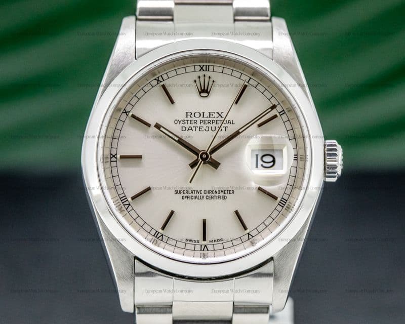 Rolex Datejust Silver Stick Dial SS Oyster FULL SET