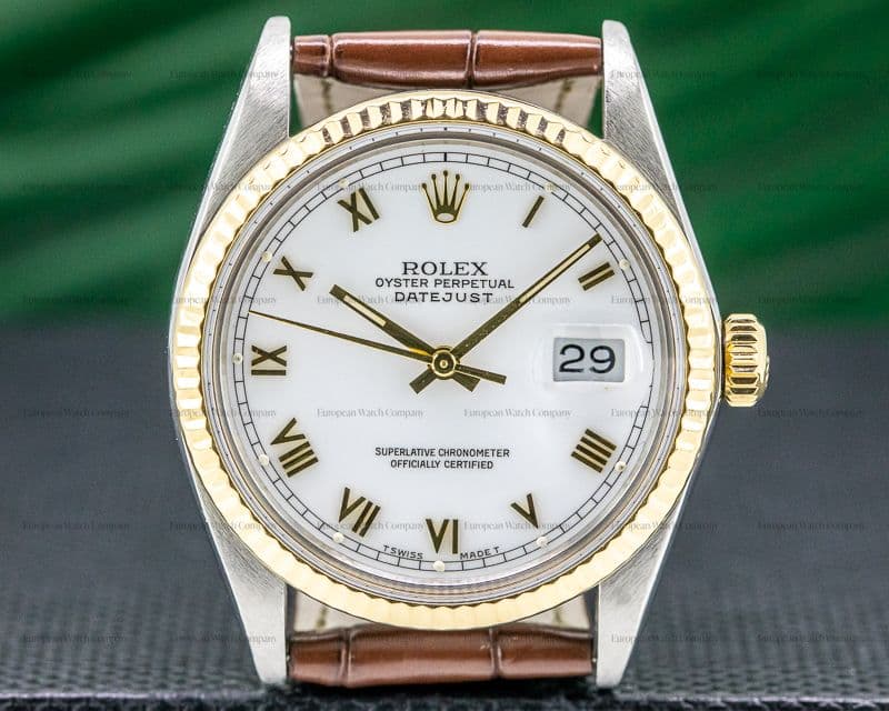 Rolex Datejust Jubilee 18K / SS White Dial Gold Roman Numerals Circa 1985