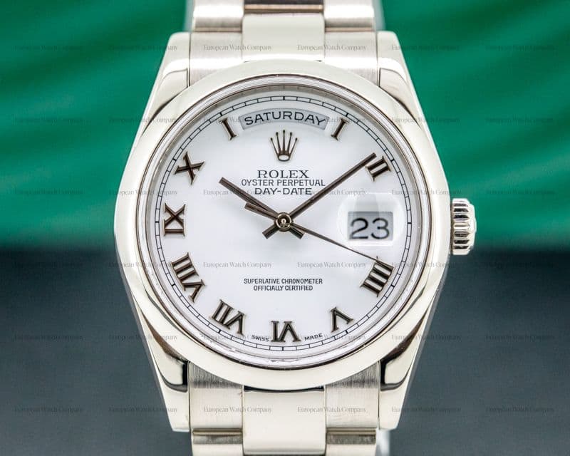 Rolex Day Date Oyster President White Roman 18K White Gold