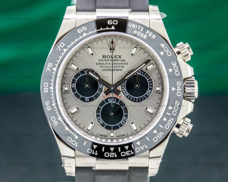 Rolex Daytona 18K White Gold Ceramic Oysterflex Silver Dial UNWORN 