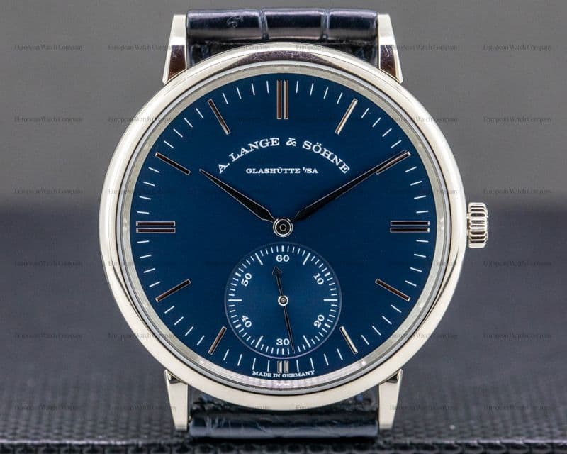A. Lange and Sohne Saxonia BLUE DIAL Automatik 18K White Gold NOVELTY