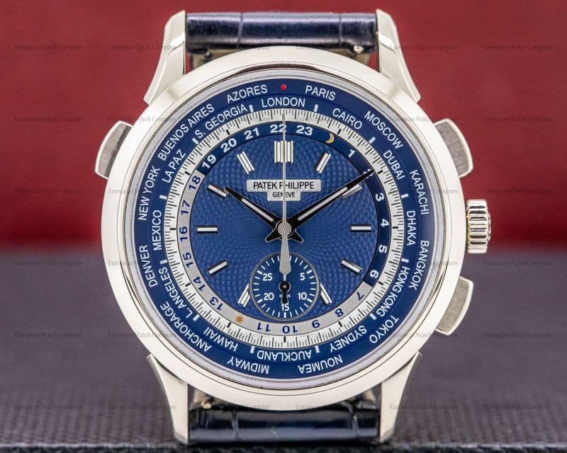 Patek Philippe World Time Chronograph 18k White Gold 
