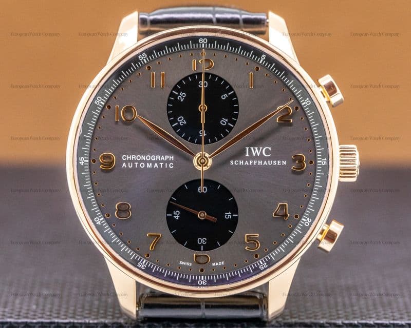 IWC Portuguese Chronograph 18k Rose Gold Grey Dial / Gold Numerals 
