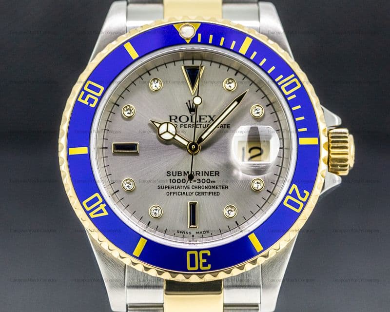 Rolex Submariner 18K / SS Silver Serti Dial 