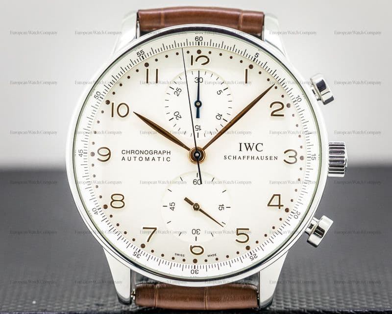 IWC Portuguese Chronograph SS Silver Dial / Gold Numerals 