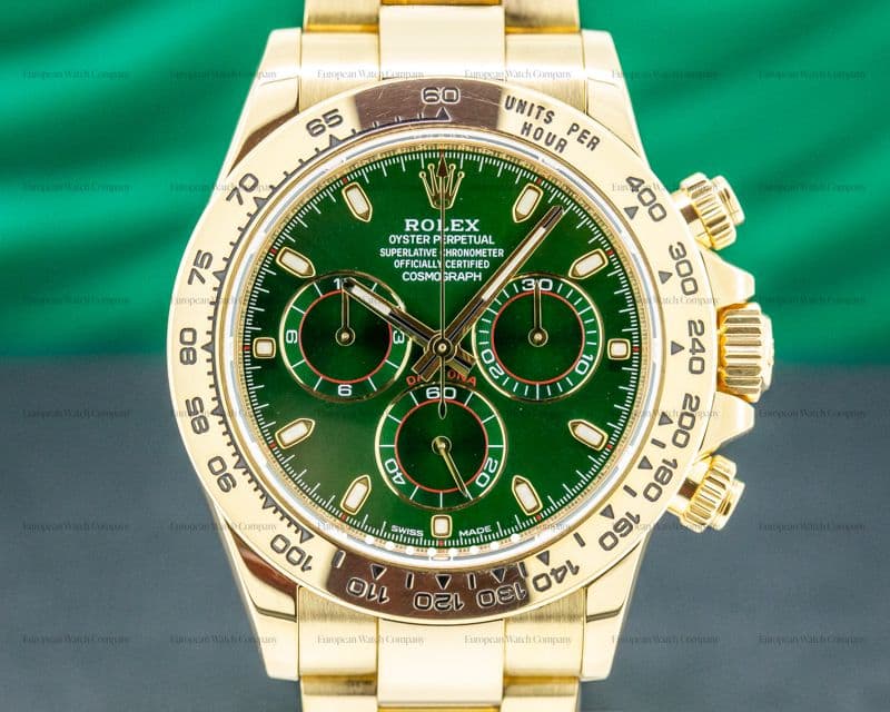 Rolex Daytona 18k Yellow Gold / Bracelet GREEN DIAL 