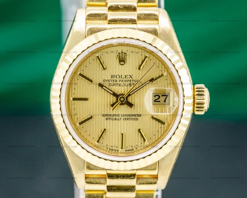 Rolex Lady Datejust President 18k Yellow Gold Champagne Dial 