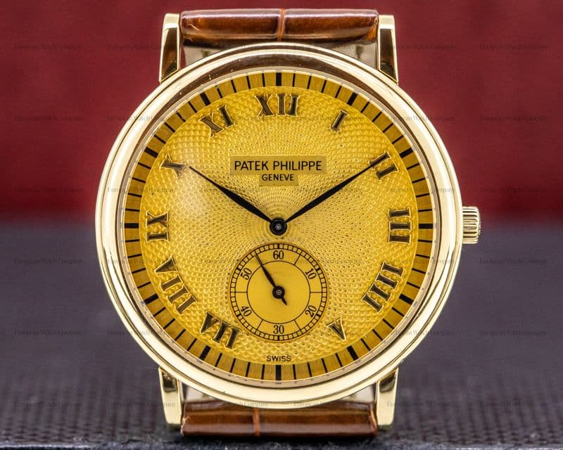 Patek Philippe Calatrava Champagne Guilloche Dial 18K Yellow Gold