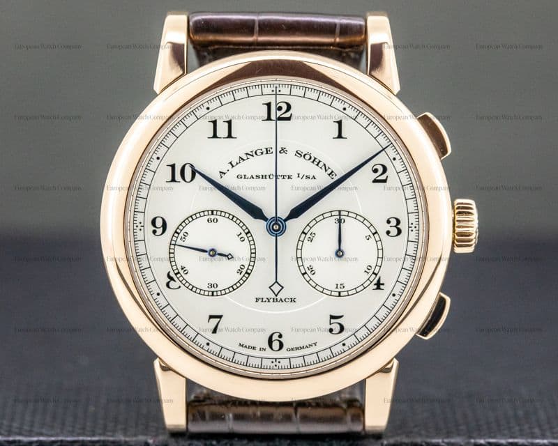 A. Lange and Sohne 1815 Chronograph 402.032 18K Rose Gold Silver Dial  