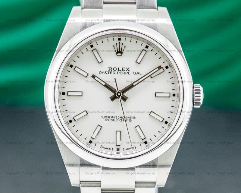 Rolex Oyster Perpetual SS White Stick Dial
