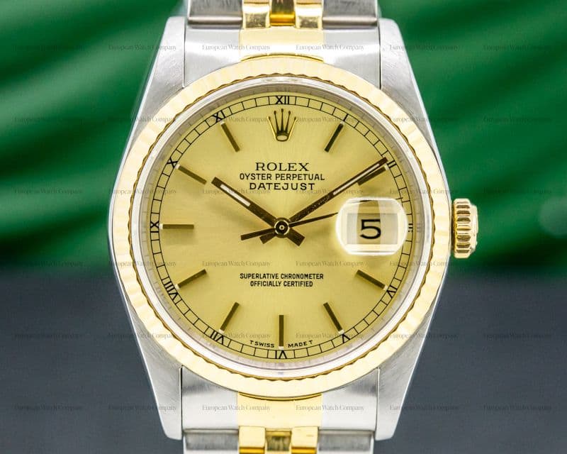 Rolex Datejust Gold Dial Stick Markers 18K / SS 
