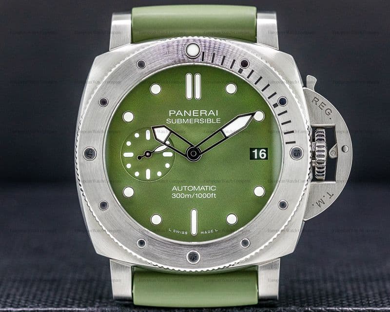 Panerai Submersible Verde Militare Stainless Steel 42MM LIMITED