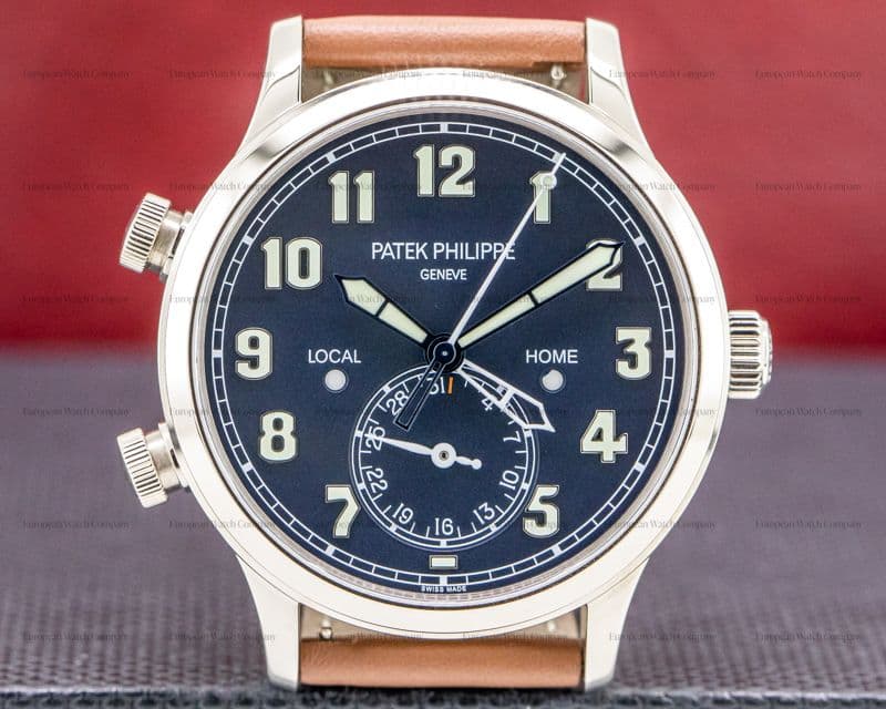 Patek Philippe Calatrava 5524G Pilot Travel Time 18k White Gold UNWORN