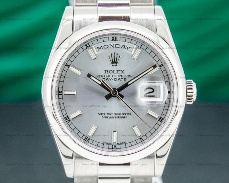 Rolex President Platinum Glacier Roman Dial