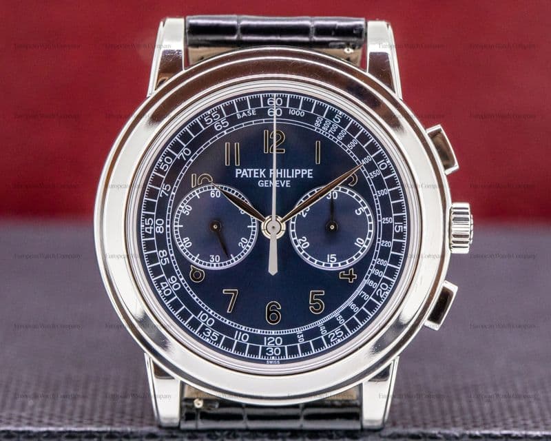 Patek Philippe 5070 Platinum Blue Dial Chronograph UNPOLISHED FULL SET 