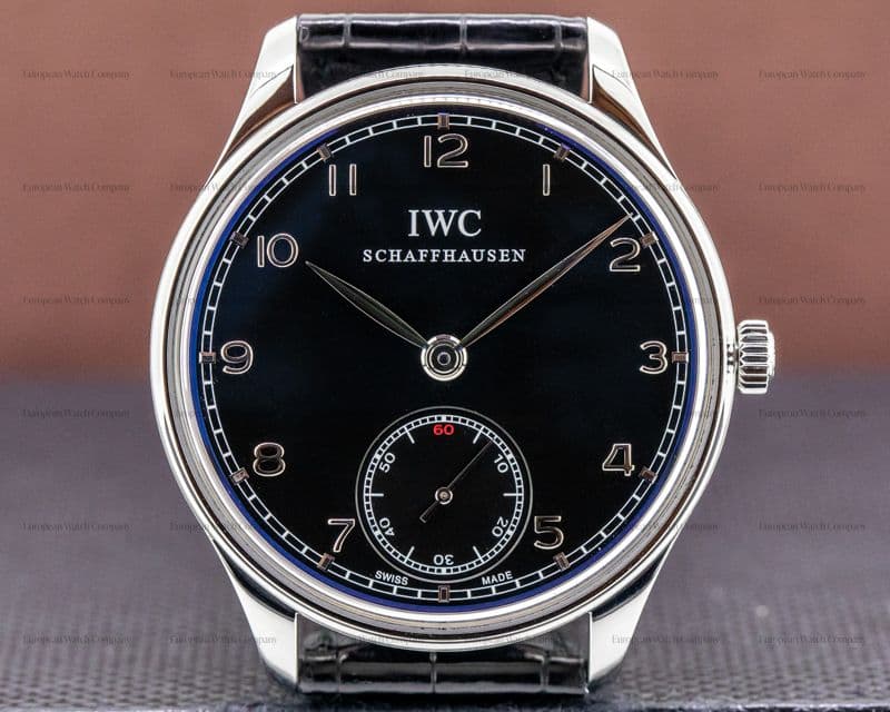 IWC Portuguese Hand Wound SS Black Dial