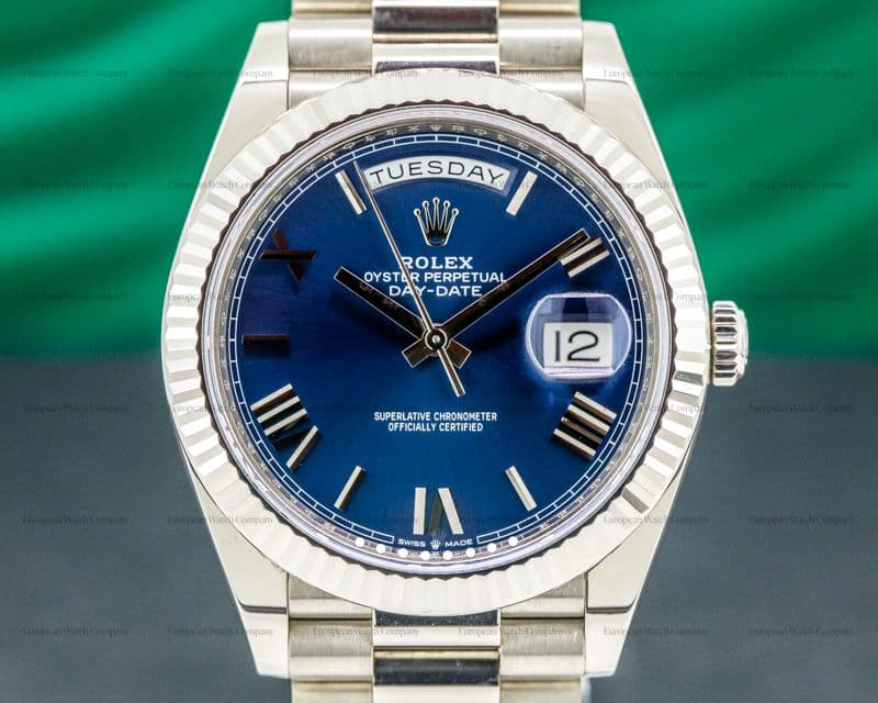 Rolex Day Date 228239 President 18K White Gold Blue Dial 40MM