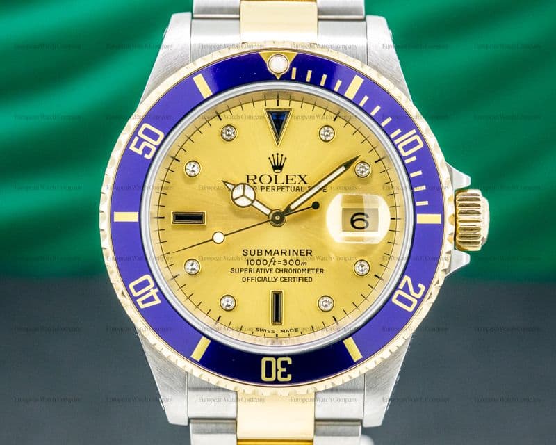 Rolex Submariner 18K / SS Champagne Serti Dial 